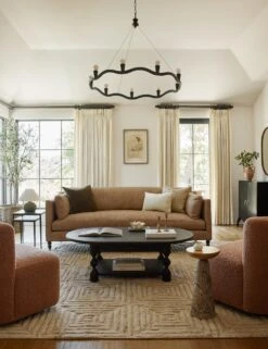 Topia Oval Coffee Table By Ginny Macdonald -VIAN Furniture Shop Lulu and Georgia LivingRoom1 Evergreen 0732 LIFESTYLE Site Crop Lifestyle 2