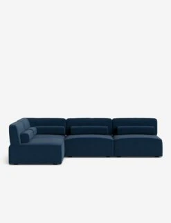 Solana Chaise Sectional Sofa By Eny Lee Parker -VIAN Furniture Shop SolanaChaiseSectionalSofa BlueVelvet120 BolsternoBows L0469135 Front 1