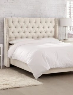 Admina Bed -VIAN Furniture Shop admina linen tufted bed talc 3 1