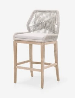 London Indoor / Outdoor Bar Stool -VIAN Furniture Shop loom outdoor barstool taupe white gray teak 1 02 9e9a47d7 f096 4af7 b1cb b7006f61a9bc