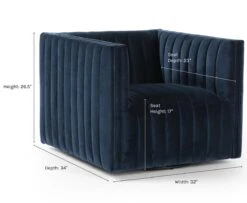 Roz Swivel Chair -VIAN Furniture Shop rozsapphirenavydimensions 1